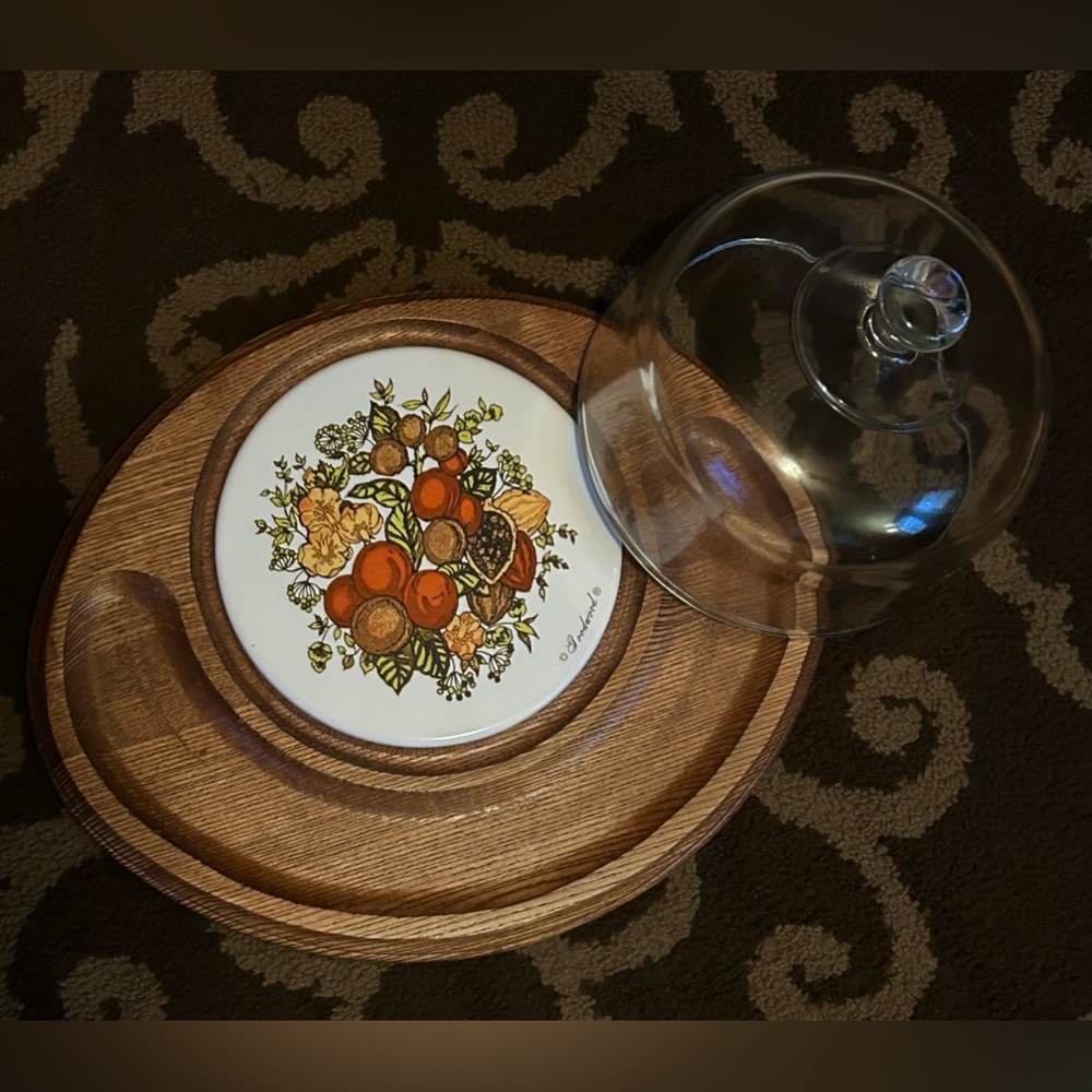 Vintage Goodwood Cheese and Cracker Board with Glass Cloche